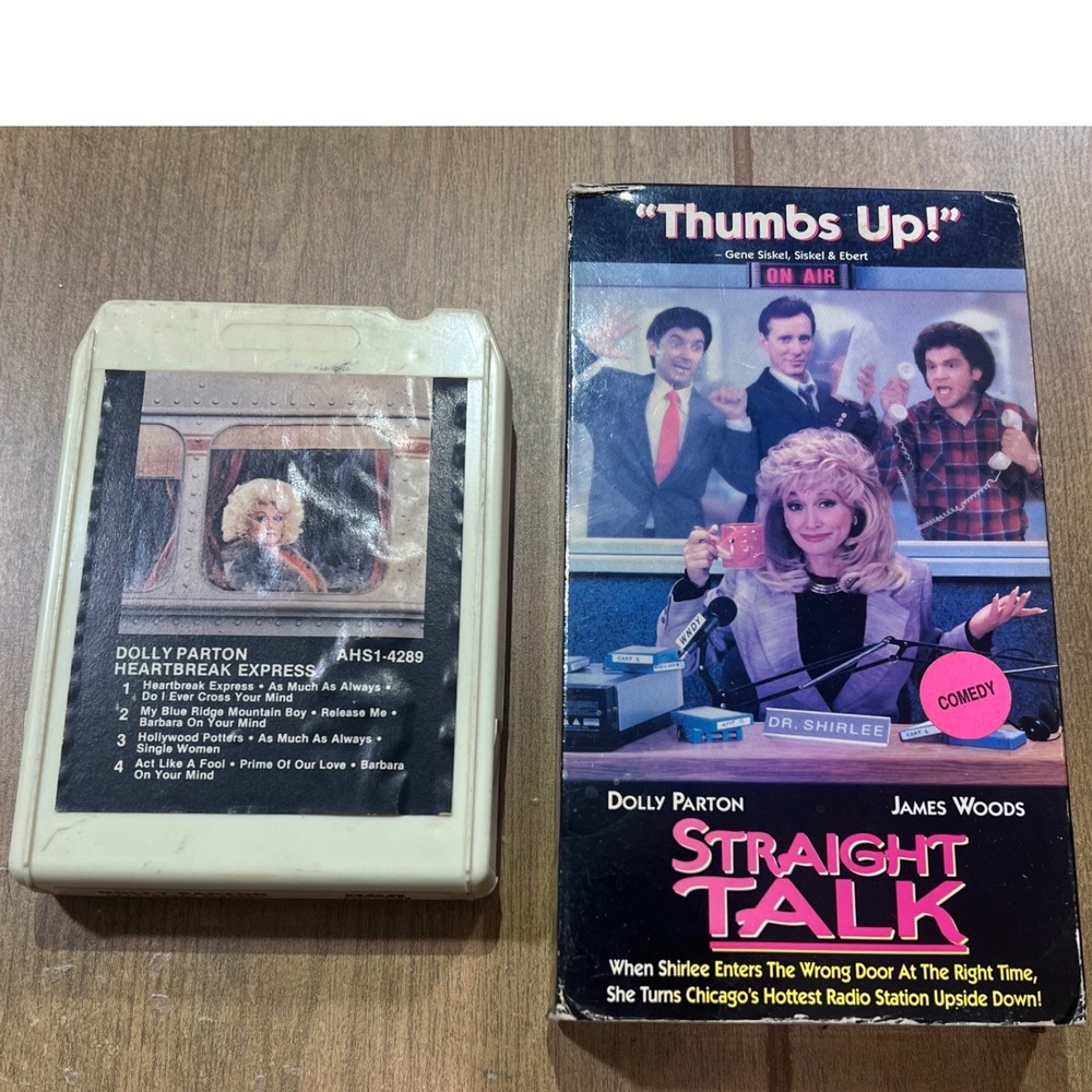 Dolly Parton Heartbreak Express 8-Track Tape & Straight Talk VHS Movie Bundle